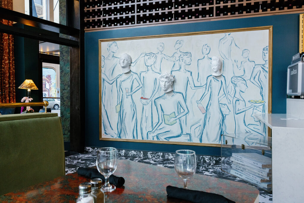 Art wall in the hotel restaurant