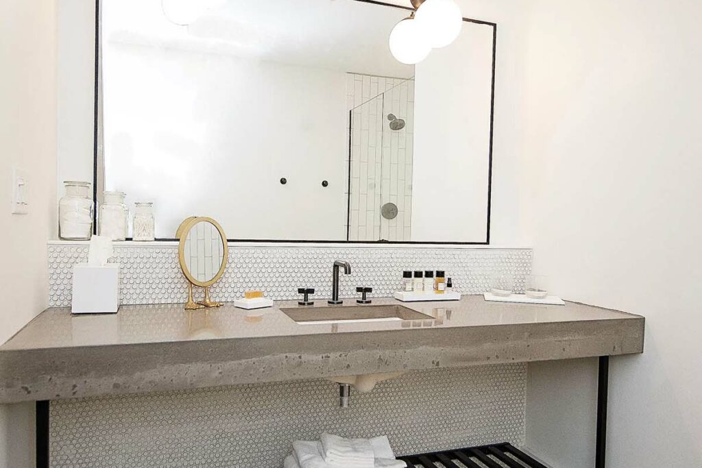Hotel room bathroom