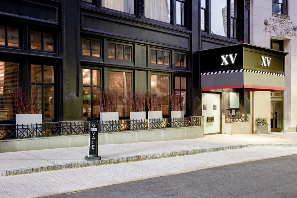 XV Beacon Hotel, Boston, MA, USA,  entrance at night