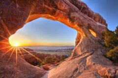 Sunrise at Partition Arch, in Arches National Park. Sunrise at Partition Arch, in Arches National Park.