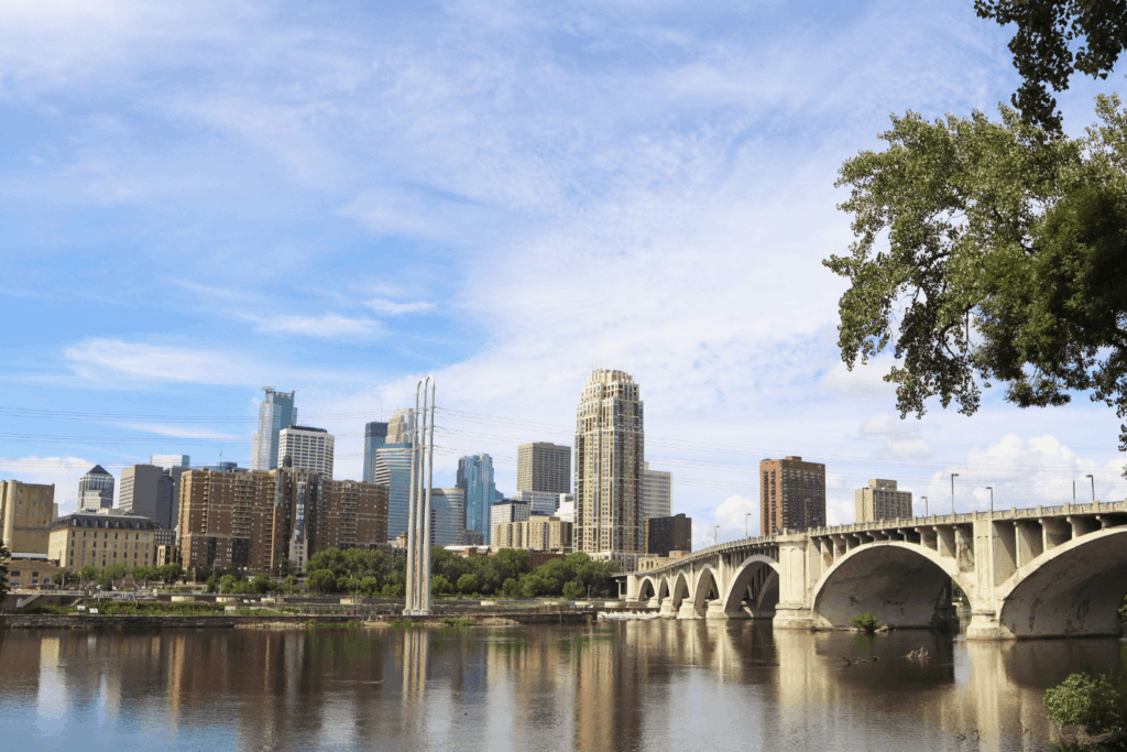 St. Anthony Falls on the Mississippi River in Minneapolis, Minnesota