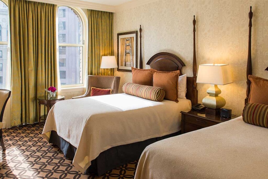 Hotel guest room with 2 beds