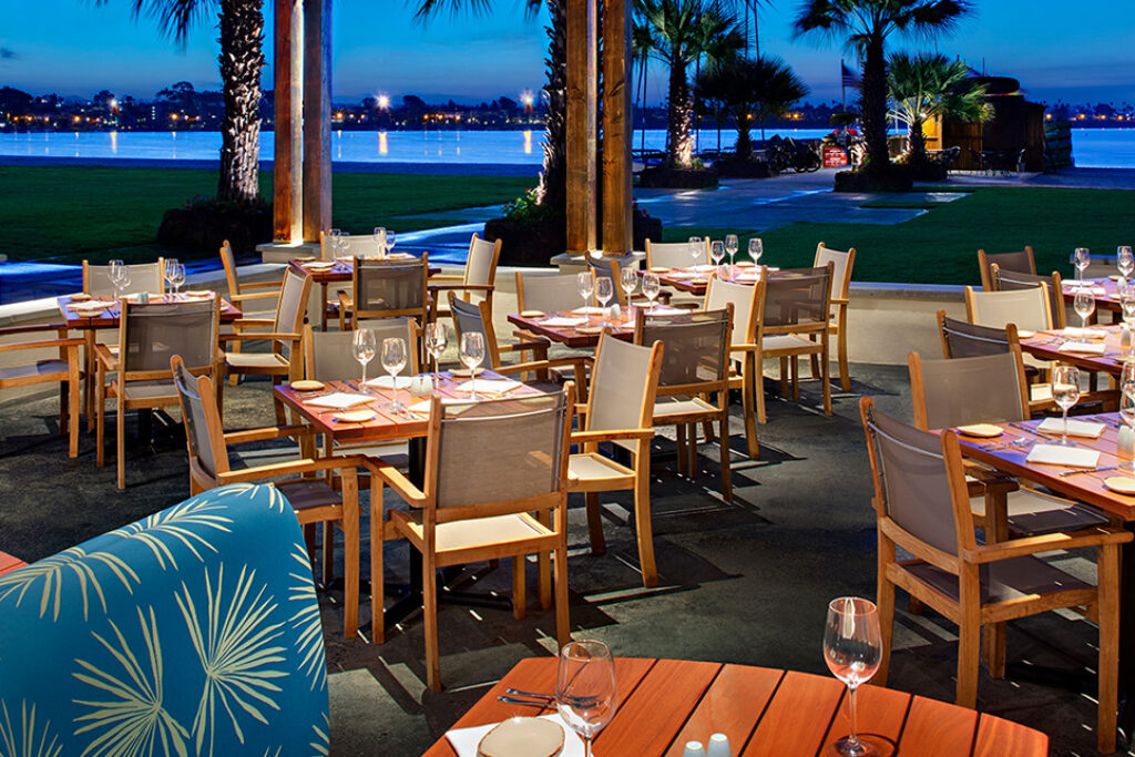 Beach front dining area at the resort