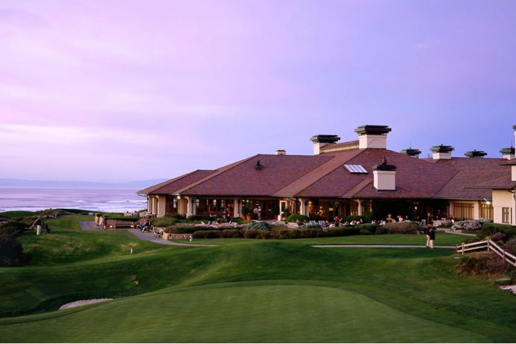 Inn exterior at dusk
