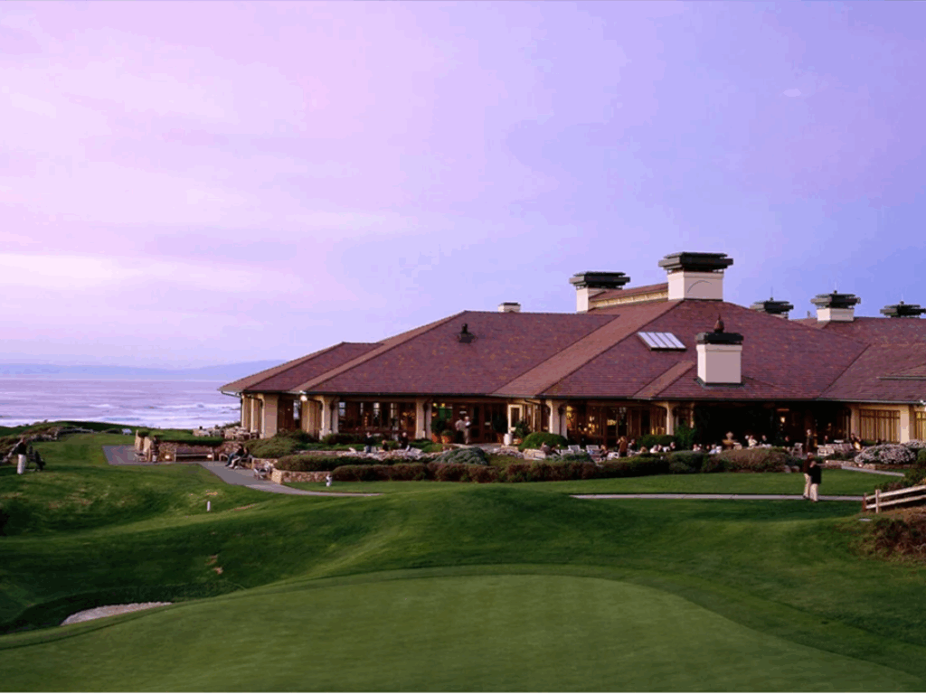Inn exterior at dusk