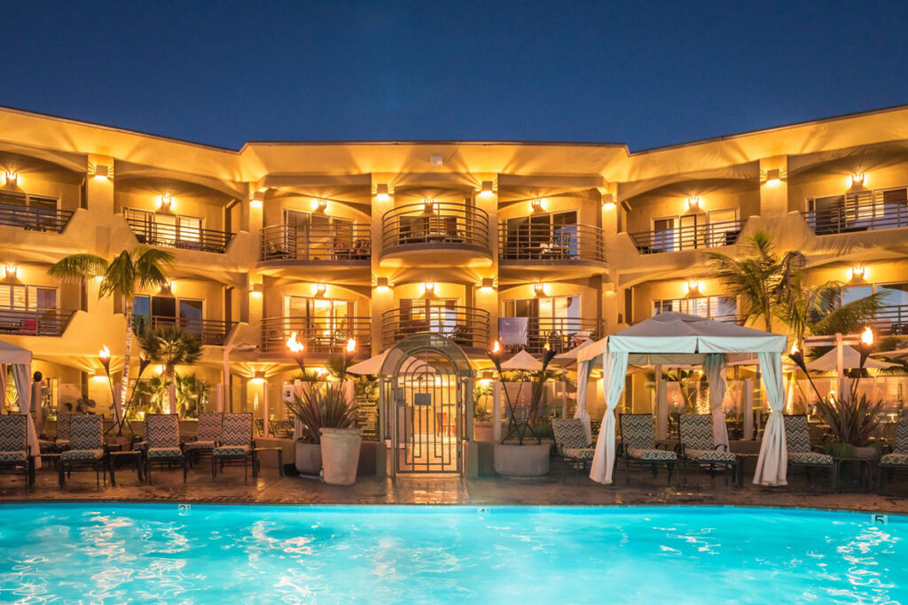 Hotel pool at night