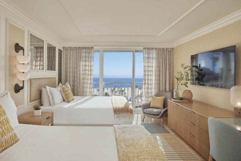 Oceanview guest room with two queen beds