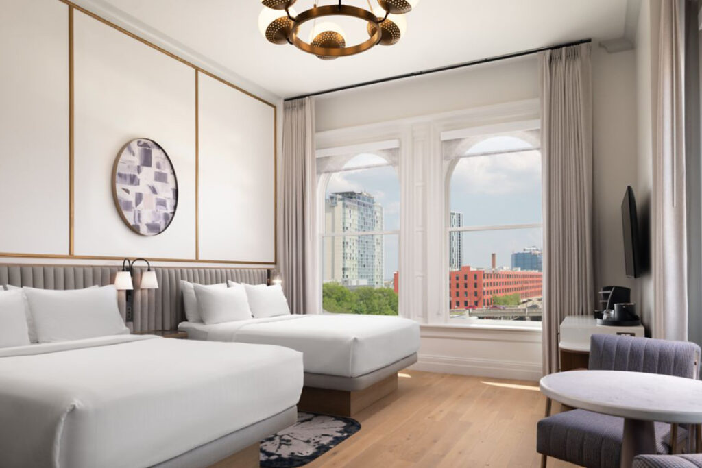 Deluxe hotel room with double bed