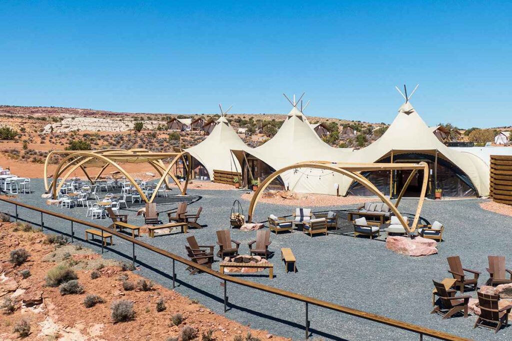 Camp grounds showing reception tent and common areas