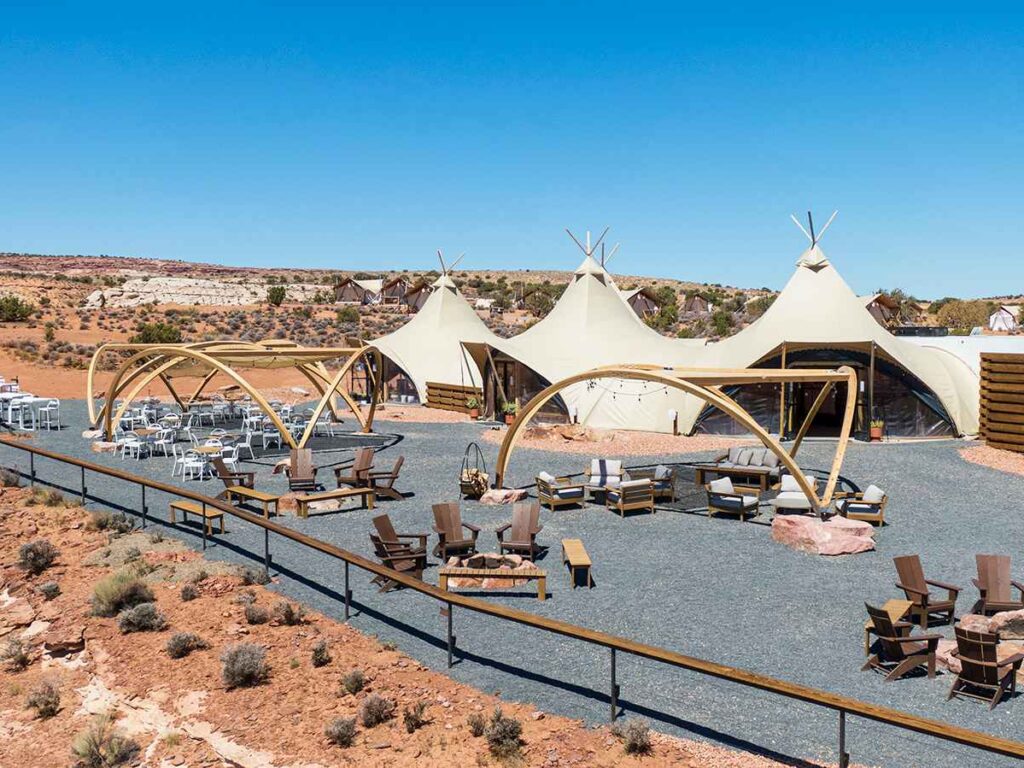 Camp grounds showing reception tent and common areas