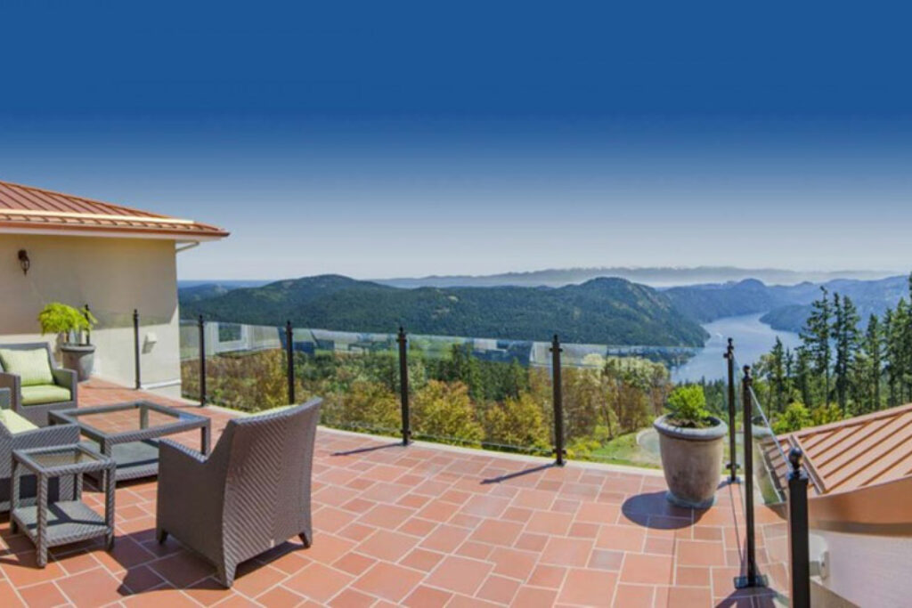 View from penthouse of resort
