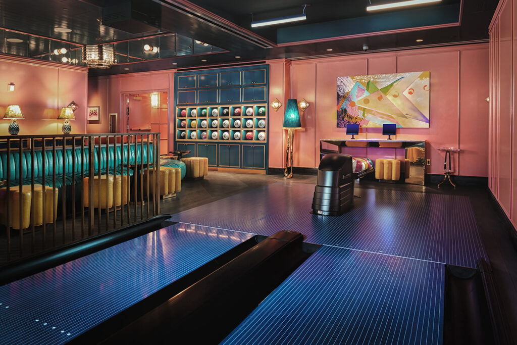 Private bowling alley at hotel