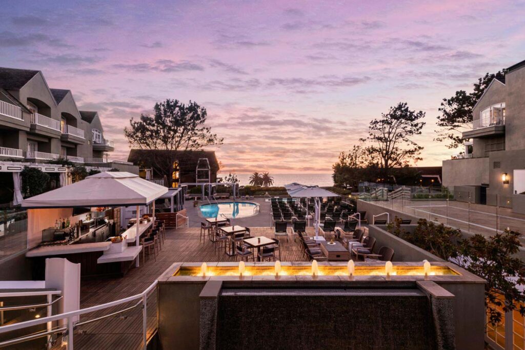 Hotel pool at dusk