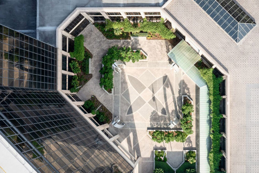 Aerial view of courtyard
