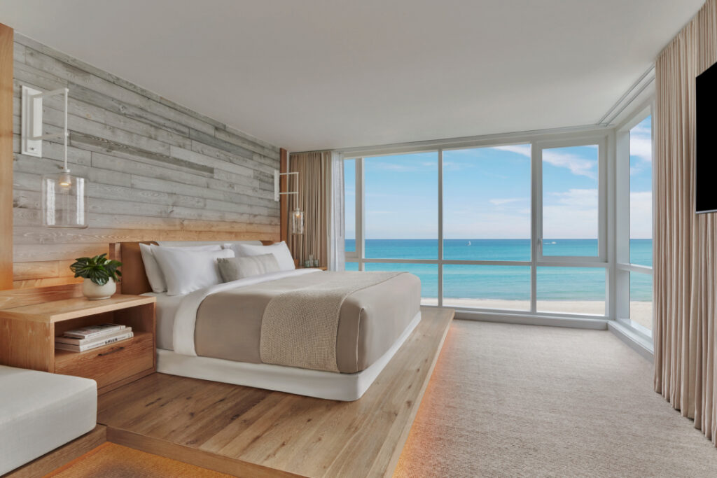 Ocean front guest room with king bed