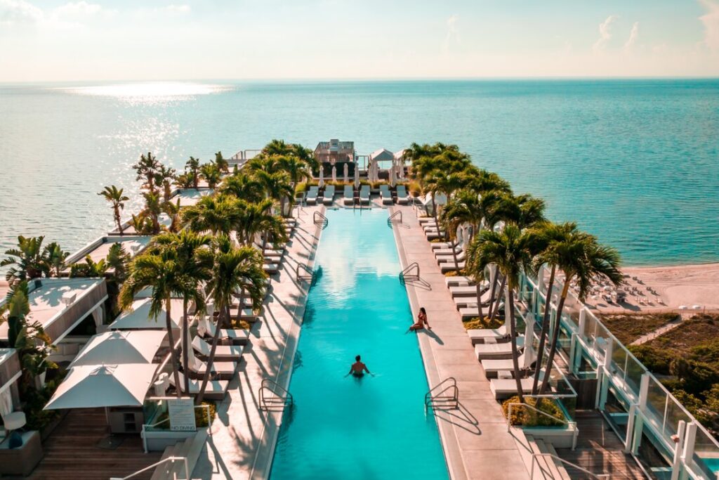 Aerial view of the hotel pool