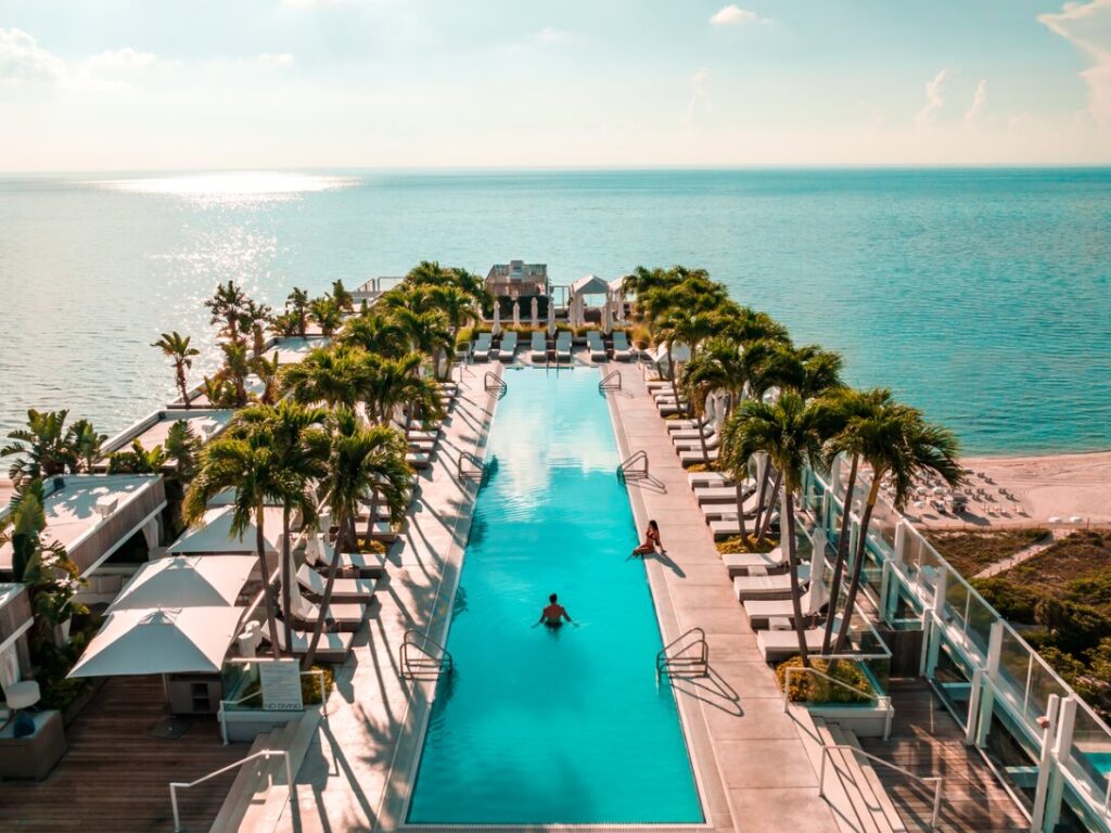 Aerial view of the hotel pool