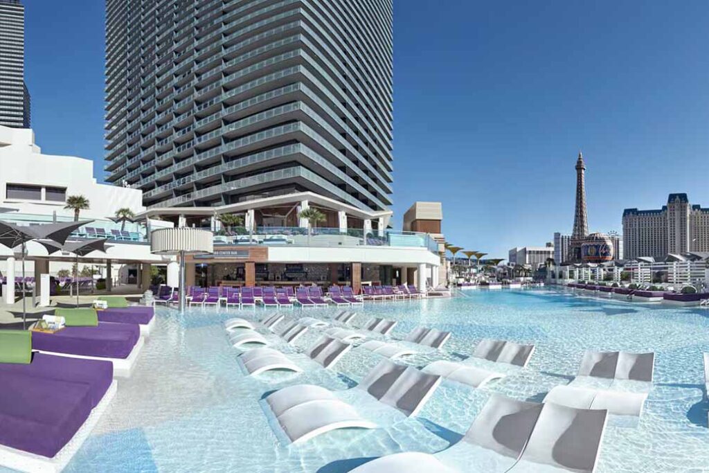 Pool with sun lounges