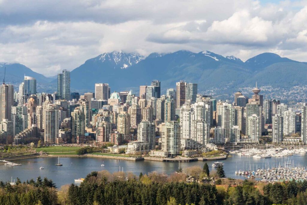 Day-time aerial view of Vancouver in British Columbia