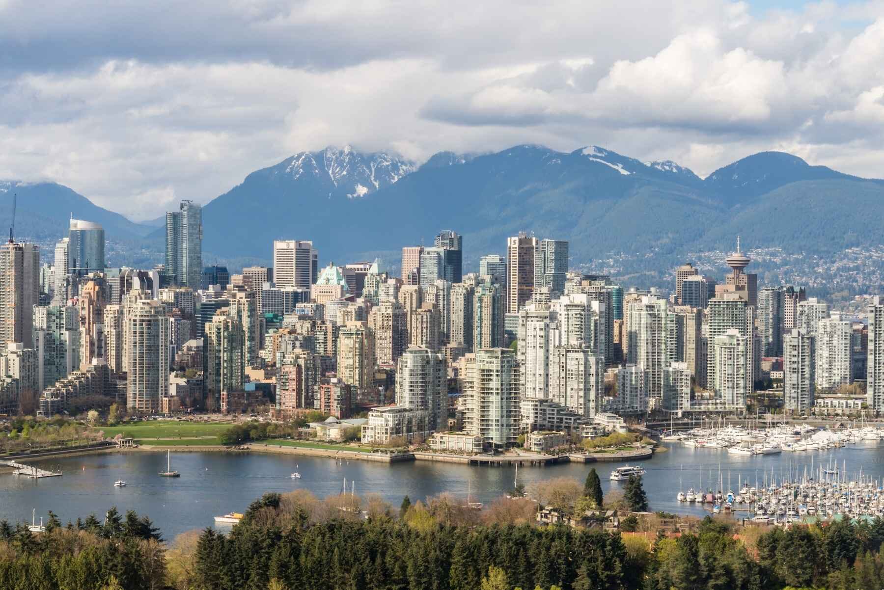 Day-time aerial view of Vancouver in British Columbia