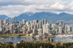 Day-time aerial view of Vancouver in British Columbia