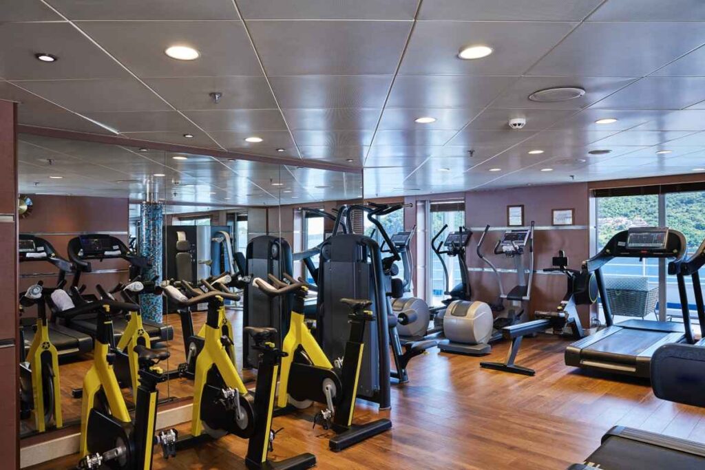 The fitness room aboard the Silver Whisper Cruise Ship in Alaska