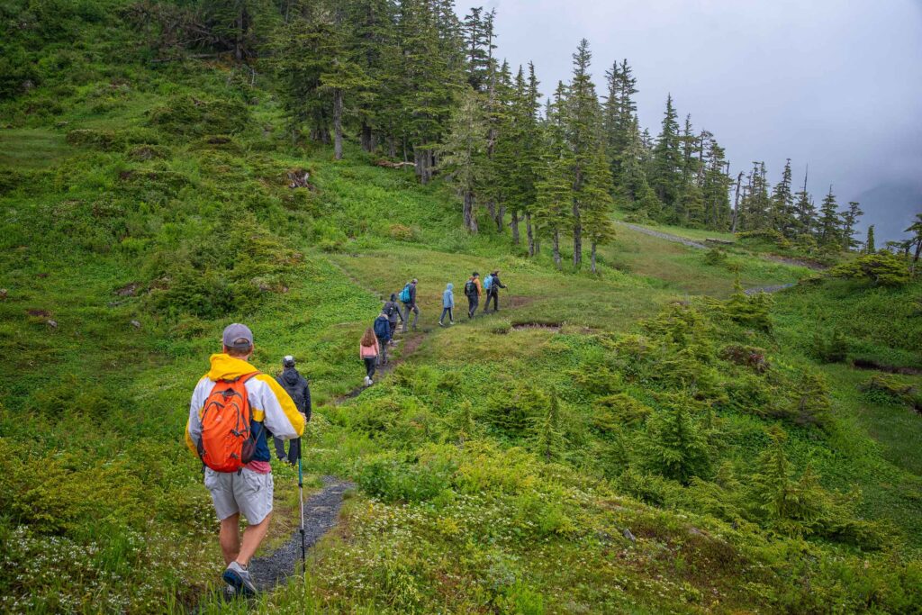 Hiking from the Wilderness Adventurer small cruise ship in Alaska