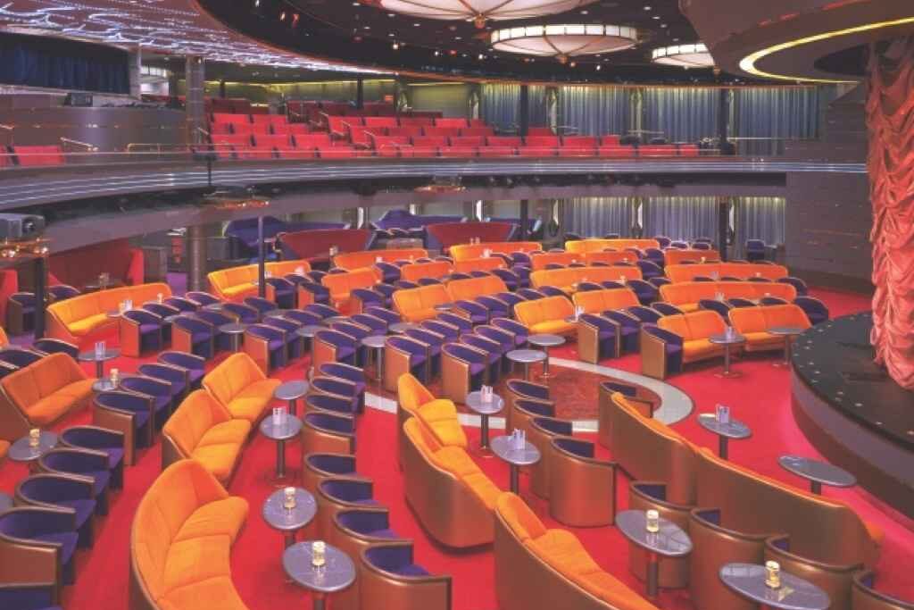 Entertainment seating area aboard the Zaandam cruise ship