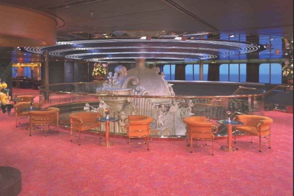 Seating area aboard the Zaandam cruise ship
