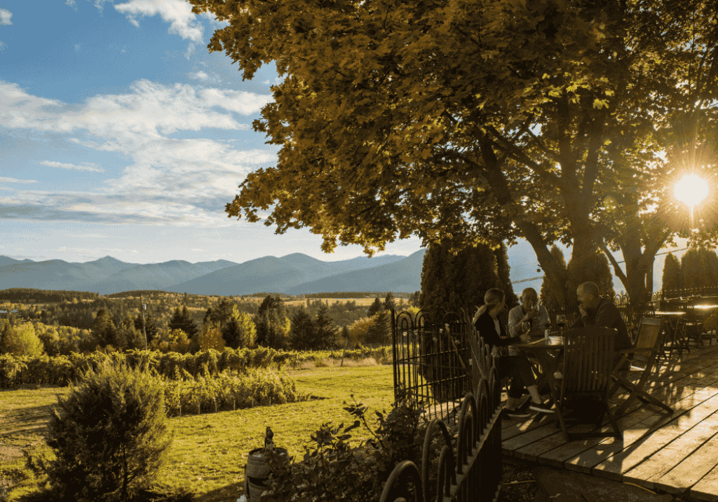 Family dining alfresco in British Columbia, Canada
