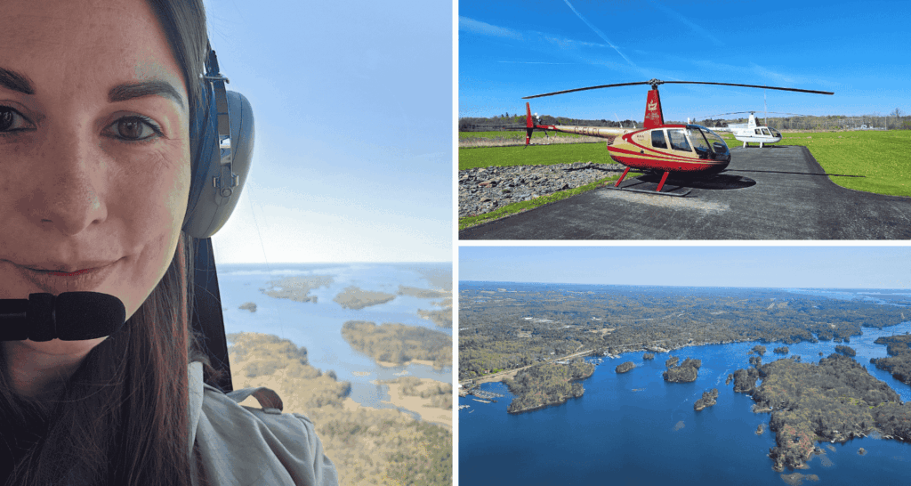 Helicopter over Thousand Islands, Ontario, Canada