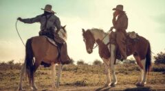 Cowboy riding a horse in Texas