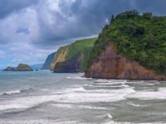 North Shore Big Island of Hawaii. The headlands fall almost vertically into the ocean near the Pololu Valley